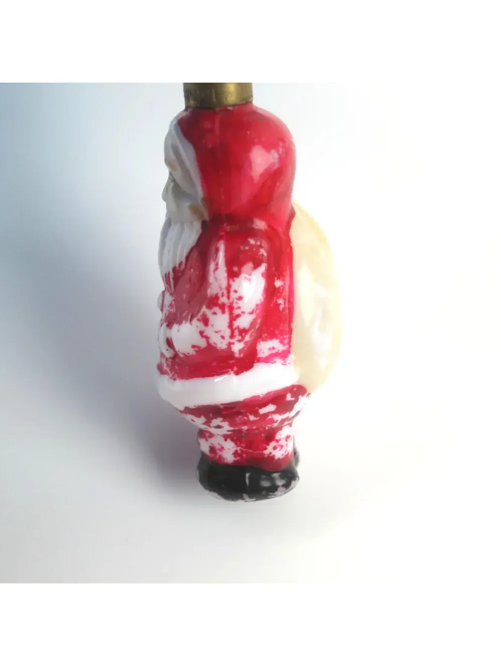 Vintage Santa Claus Milk Glass Light Bulb C6 Christmas Figural Toy Sack Japan